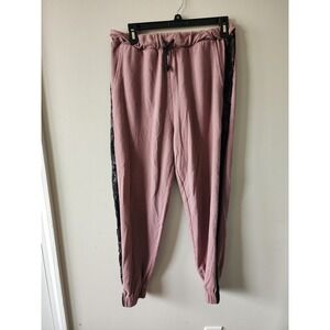 Walkpop Joggers Women's Size Small Mauve Joggers with Black Lace Side Stripe